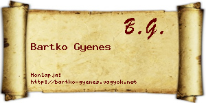 Bartko Gyenes névjegykártya
